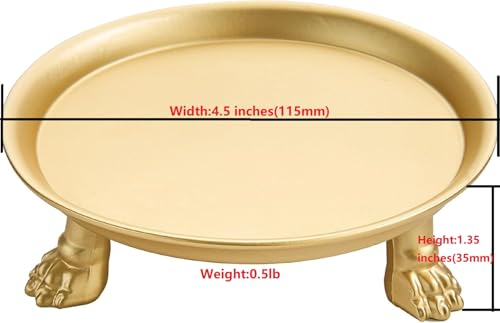 khtumeware 1 Pack 100% 4.5 Inch Solid Brass Gold Clawfoot Candle Dish - Pedestal Dish - Candle Holder - Jewelry Holder - Perfect for Wax Candles, Rings, and Trinkets - color: Brass Gold