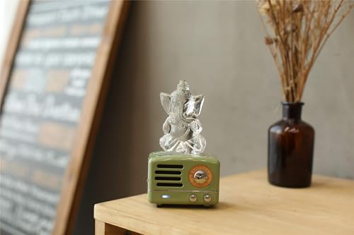 ZenBless Ganesha Hindu Quartz White Gemstone Ganesh Statue Success and Good Luck God Crystal Sculpture for Car Dashboard/Home/Office Decor Ganesh Chaturthi