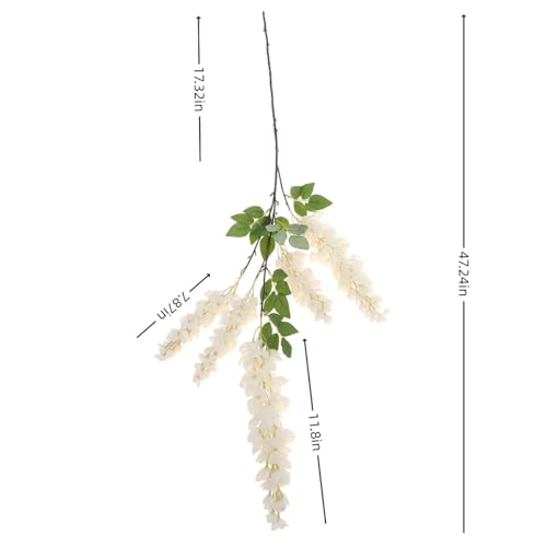 4pcs 47.2in Artificial Fake Wisteria Hanging Flower Garland Silk(white) - color: White