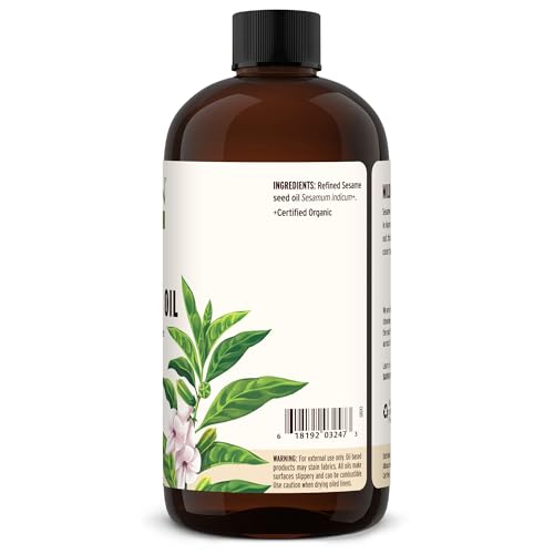 Banyan Botanicals Refined Sesame Oil – Organic Sesame Oil for Skin, Body, Hair & More – Multiple Sizes – 24 oz – Non GMO Sustainably Sourced Vegan - size: 24 Fl Oz (Pack of 1)