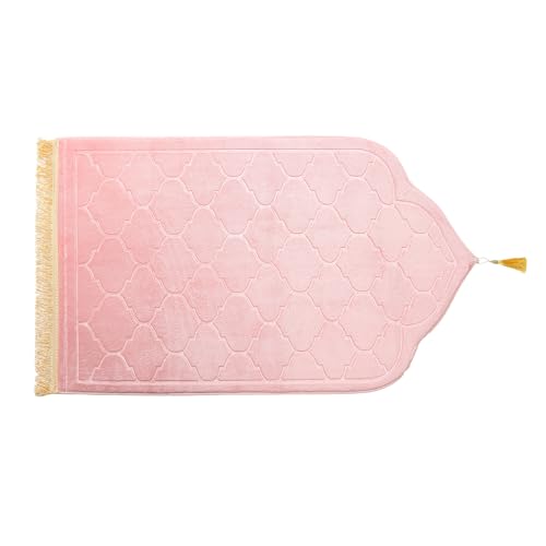 JE JOUE Prayer Rug Muslim Mat Islamic - Thickening Sponge Muslim Rug for Men Women Eid Travel Ramadan, Soft Luxury Great for Knees and Forehead (Pink) - color: Pink