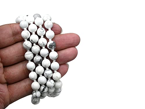 Amazing Gemstone Howlite Mala Beads - 108 Prayer Beads for Meditation and Mindfulness Practice, Handcrafted Mala Beads with Natural Gemstones for Spiritual Healing and Relaxation (Knotted) - color: Howlite, style: Knotted