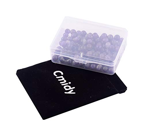 Natural Stone Beads 100pcs Round Genuine Real Stone Beading Loose Gemstones Hole Size 1mm DIY Smooth Bead for Bracelet Necklace Earrings Jewelry Making (Amethyst Purple, 6mm) - color: Amethyst Purple, size: 6mm