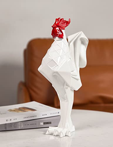 Rooster Sculpture Statue Animal Figurine Modern Decor 12.2 Inch - color: White