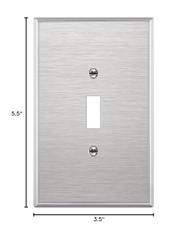 ENERLITES Toggle Light Switch Metal Wall Plate, Over Size 1-Gang, Silver - color: Stainless Steel, size: Oversize