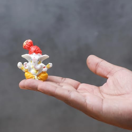 Desi Favors Small Ganesha Idol | Small Statue Hindu Lord Ganesha Figurine for Car Dashboard, Temple & Home Decor Diwali Gifts | Indian God Figurine Mandir Pooja Wedding Gift, 2.3x1.9 Inch (Pack of 4) - style: Small Ganesha Idol