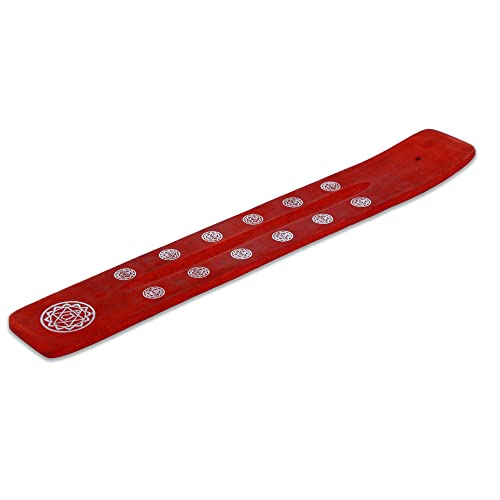 Bless-International Traditional-Handmade-Burner Wooden-Incense-Stick-Holder Ash-Catcher-Stand for-Aromatherapy-Meditation-Yoga (Fire Red) 10 Inches, Pack of 1 - color: Fire Red,10 Inch, size: One Holder