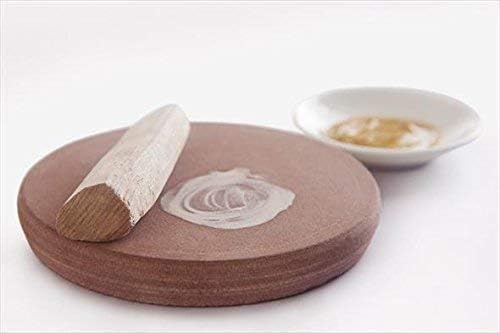 Sandalwood Rubbing Stone, Pata(Chandan GHISNE WAALA CHAKLA) with Natural Sandalwood Stick (Chandan Pata with Chandan Stick) 6x6 inches