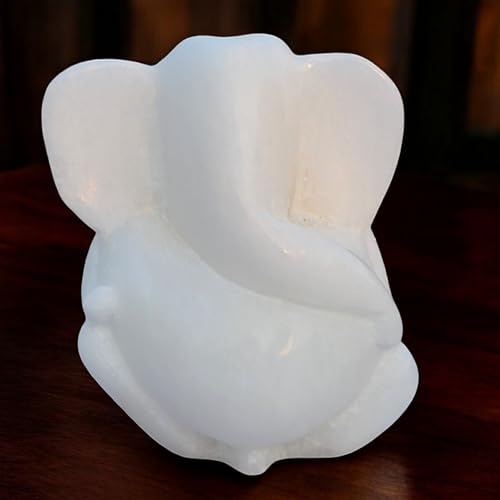 Lord Ganesh Ganesha Statue Idol Murti Sculpture - White Marble Ganesh 3" inch - Ganesh Idol for Car | Home Decor | Temple Gift | Office Table | Birthday, Wedding, Hindu God Idol