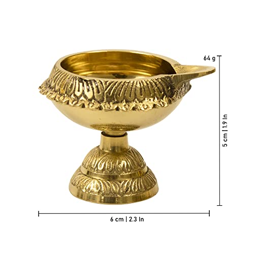 Traditional Brass Diya for Puja | Pooja Aarti | Arti Deepak Deepam Oil Lamp for Home Temple Puja Articles Decor Gifts- Kuber Stand (2)