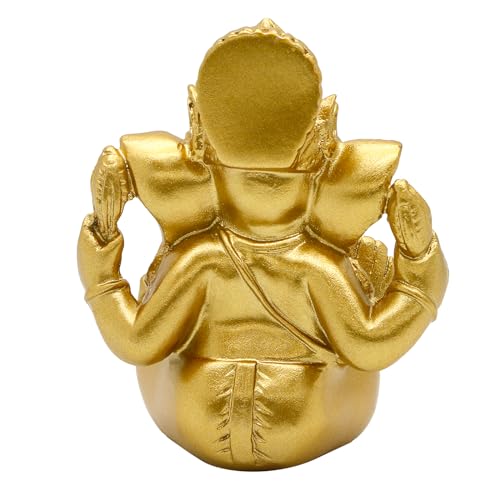 alikiki Indian God Lord Ganesh Statue - Hindu God Golden Ganesha Idol Figurines for Car Dashboard Decor Hindu Gift Indian India Home Temple Mandir Pooja Item Diwali Gifts Room Altar Decor