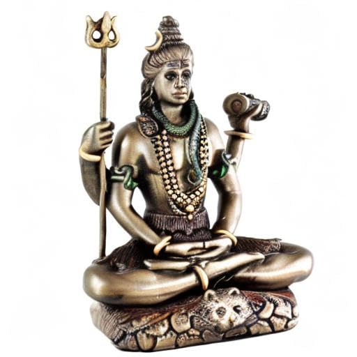 Sri Krishna Culture-New Small Shiva with 4 Hands-Height-3 Inches-Antique Finish-for Car and Home Décor