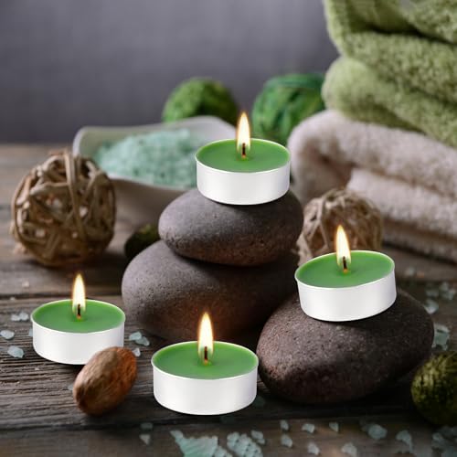 100 Pack Scented Tealight Candles 4 Hours, Spring Aromatherapy Candles for Votive Home, Wedding Holiday and Emergency (Dark Green) - color: Green, size: 100 Pack