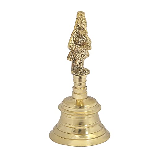 Wonderlist Handicrafts Brass Pooja Bell with Gods Sitting On Top (Hanuman) - color: Hanuman