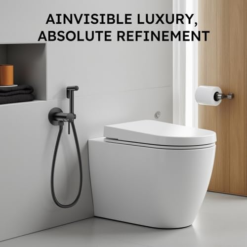 Arofa Built-in Hot and Cold Bidet Sprayer, Warm Water Bidet, Matte Black - color: Black, size: Built-in Hot & Cold Water Modes-Round