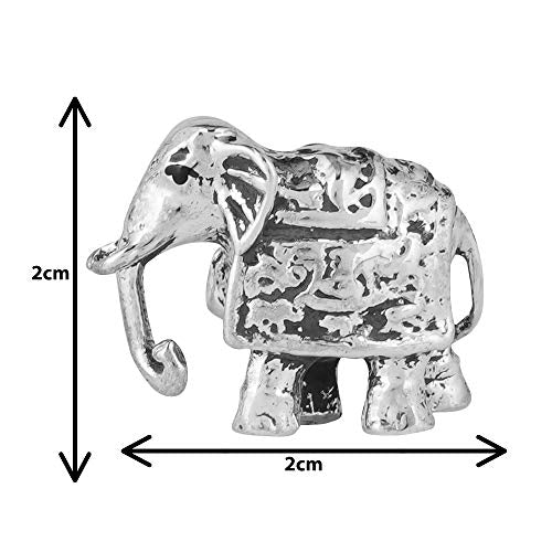 DHRUVS COLLECTION 925 Pure Silver Solid Elephant in Oxidized Finish for Home Temple, Divine God Idol for Pooja Room, Laxmi Ganesh Statue for Gift, Good Luck Gift (15 Gram)