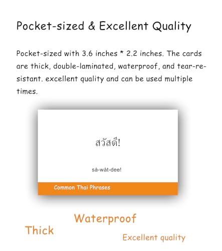100 Essential Thai Phrases Flash Cards for Adults - Learn Thai Phrases for Beginners with Durable & Portable Flashcards- Thai Flashcards Simple Phrases