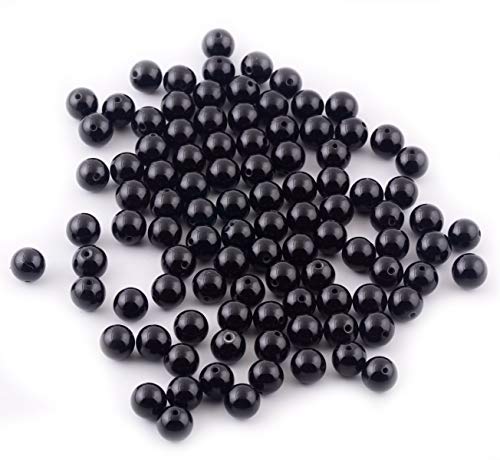 Natural Stone Beads 100pcs 8mm Black Obsidian Round Genuine Real Stone Beading Loose Gemstone Hole Size 1mm DIY Charm Smooth Beads for Bracelet Necklae Earrings Jewelry Making (Black Obsidian, 68mm) - color: Black Obsidian, size: 8mm