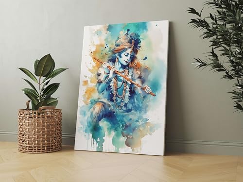 ZAYVIA Radha Krishna Wall Painting For Wall Decoration Canvas Wall Painting For Home Decor, Living Room, Bedroom, Office Hotel (22x34 inch CH-KR12)