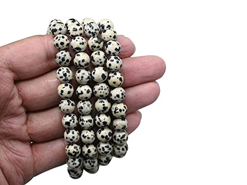 Amazing Gemstone Dalmatian Jasper Mala Beads - 108 Prayer Beads for Meditation and Mindfulness Practice, Handcrafted Mala Beads with Natural Gemstones for Spiritual Healing and Relaxation (Plain) - color: Dalmatian Jasper, style: Plain