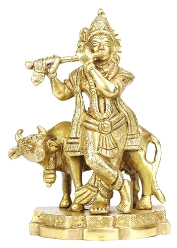 ASHIRWAD Brass Lord Krishna Idol Statue Sculpture for Puja Home Decor Temple | AE000008-01 (Krishna-01)