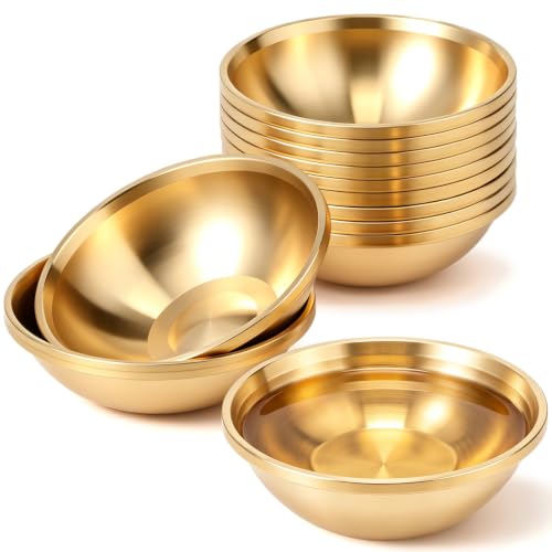 12 Pcs Pure Brass Bowls for Puja, 2.2 Inch Altar Offering Bowls - size: 2.2 Inch
