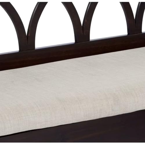 OSP Home Furnishings Coventry Solid Wood and Veneer Storage Bench, Antique Black - color: Antique Black Frame and Beige Seat