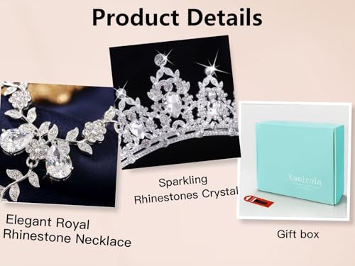 Kamirola Tiaras and Crowns for Women,Tiaras Earrings Necklace, Crystal Bridal Jewelry Set, Costume Party Halloween Prom Pageant Jewelry for Women(TR45) - color: Silver