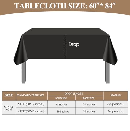 1 Pack Black Rectangle Tablecloths 60x84 Inch for 4ft Tables - color: Black, size: 84" x 60" (Rectangular)