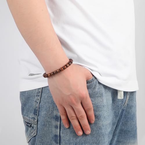 Prayer Bead bracelet Mala Beaded Bracelets for Men Women 12/15MM … - color: 8*9mm Barrel beads Black Rosewood