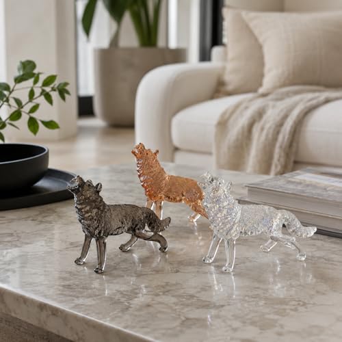 Grey Crystal Wolf Figurine, Glass Animal Sculpture, Crystal Animal Figurine - color: Gray