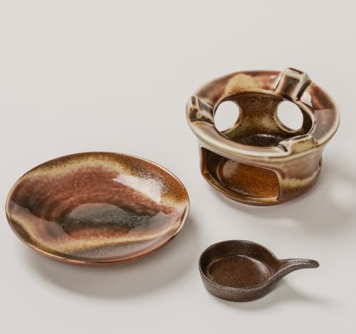 Ceramic Herbal Burner Set, high-Temperature Aromatherapy Burner Set - color: Terracotta