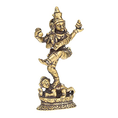 Mini Pocket Buddha Statue - Small Cute Tibetan Nepal Four-armed Tara Buddha Figurine - Copper Bronze Retro Style Handmade for Home Decor - size: E