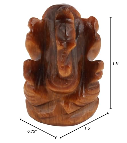 Natural Tiger Eye Stone Ganesha Statue Pocket Ganesh Car Dash Board Handcarved Tiger Eye Ganesh Statue - color: Tiger Eye Ganesh