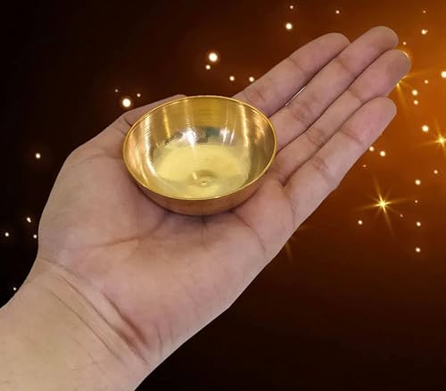 SATVIK Set of 6 Big Pure Brass Bhog Bowl Set for Pooja, Meditation & Offerings - Premium Indian Prasad Katori Set, Pack of 4/6/8/12, Perfect for Home Temples, Yoga, Diwali & Altar Supplies