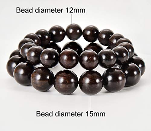 Prayer Bead bracelet Mala Beaded Bracelets for Men Women 12/15MM … - color: 12mm 17 beads ebony