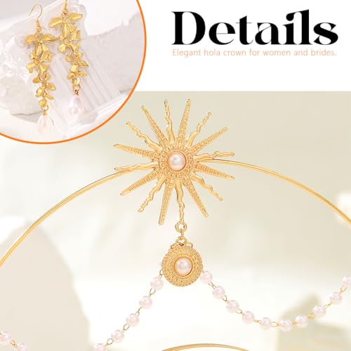Sixexey Halo Crown Set Golden Greek Headband Earrings for Women