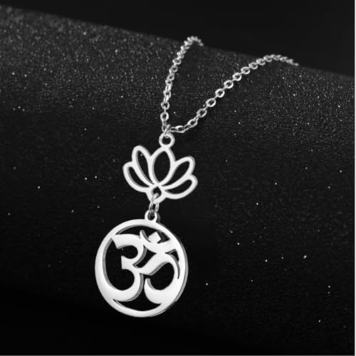 Women OM Necklace Indian Yoga Aum Om Ohm Pendant Necklace Stainless Steel Hindu Meditation Charm Sanskrit Symbol Spiritual Amulet Jewelry for Women Men - color: S-2pcs pendant