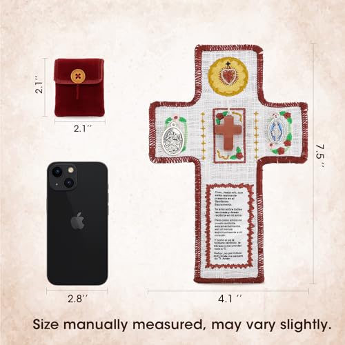 Onism Pocket Prayer Quilt with Cross, 3 Pack, Dark Red Stone Cross - color: 3pcs Red+stone–small (No Pocket)