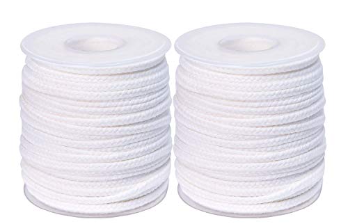 QPZ 200 ft Braided Candle Wicks 100% Cotton 50 PLY for Candle Pillars in 5 1/5" Dia, for Paraffin Wax Soy Beeswax Candle Making, Sold Separately 200 PCS Candle Wick Sustainer Tabs Metal 14mm - size: 50 PLY 200 ft Wick