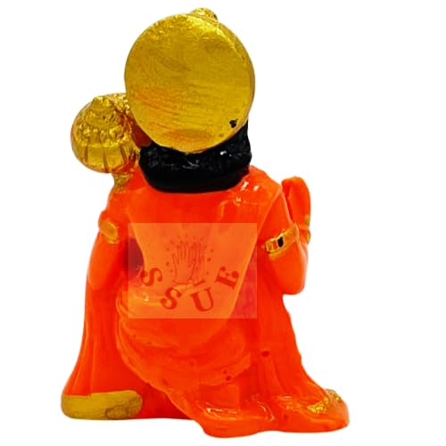 SSUE Lord Hanuman Ji Ki Murti in Blessing Posture with Gada Sitting Balaji Bajrangbali Sankat Mochan Bhagwan Idol for Temple Car Dashboard Home Office Shop Mandir Statue Gift