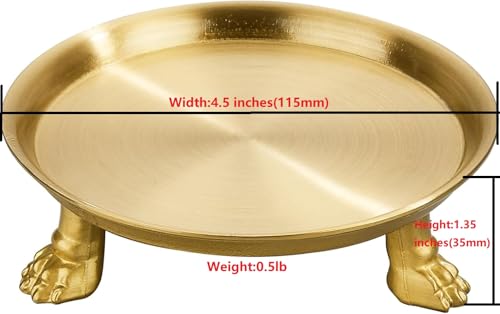 khtumeware 1 Pack 100% Solid Satin Brass Clawfoot Candle Dish - Pedestal Dish - Candle Holder - Jewelry Holder - Perfect for Wax Candles, Rings, and Trinkets - color: Satin Brass