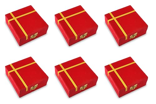 NOBILITY German Silver Diya with Red Velvet Gift Box Ganesh Lakshmi Design Idol Dia Pooja Items Diwali Decoration Puja Gifts Handmade Oil Lamp Traditional Indian Deepawali Gift Items Pack of 6 - size: 6 Sets
