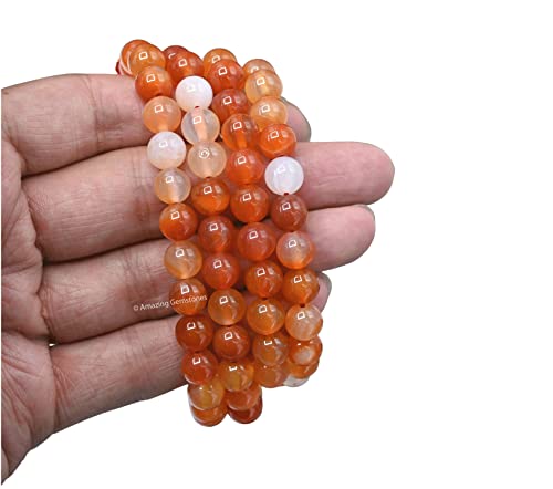 Amazing Gemstone Carnelian 108 Bead Mala - 8mm Round Beads for Meditation & Mindfulness, Plain - color: Carnelian, style: Plain