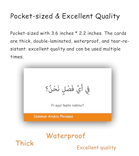 100 Essential Arabic Phrases Flash Cards for Adults - Learn Arabic Phrases for Beginners with Durable & Portable Flashcards