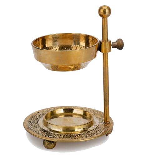 Ajuny Brass Incense Burner Adjustable Resin Charcoal Tealight Holder Golden