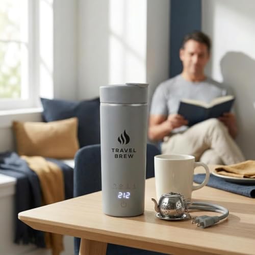Portable Travel Kettle with Tea Infuser- Mini Electric Kettle with 4 Temperature Settings, with Auto Shut-Off & Boil Dry Protection (Gray) - color: Gray