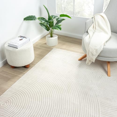 Abani Neutral Beige Area Rug | 10' x 14' Tan Geometric Carpet with Zen Circle Pattern | Washable Rugs for Living Room, Bedroom, Office - color: Beige, size: 10' x 14' (Rectangular)