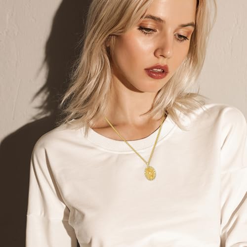 Silver/14K Gold Patron Saint Medal Amulet Necklace for Men Women - color: Gold, style: 21A-St Sebastian Football