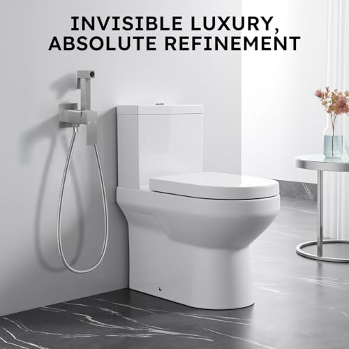 Arofa Built-in Hot and Cold Bidet Sprayer for Toilet, Warm Water Bidet - color: Brushed Nickel, size: Built-in Hot & Cold Water Modes-Square
